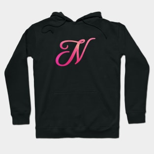 Letter N Monogram, Pink Color Personalized Design Hoodie